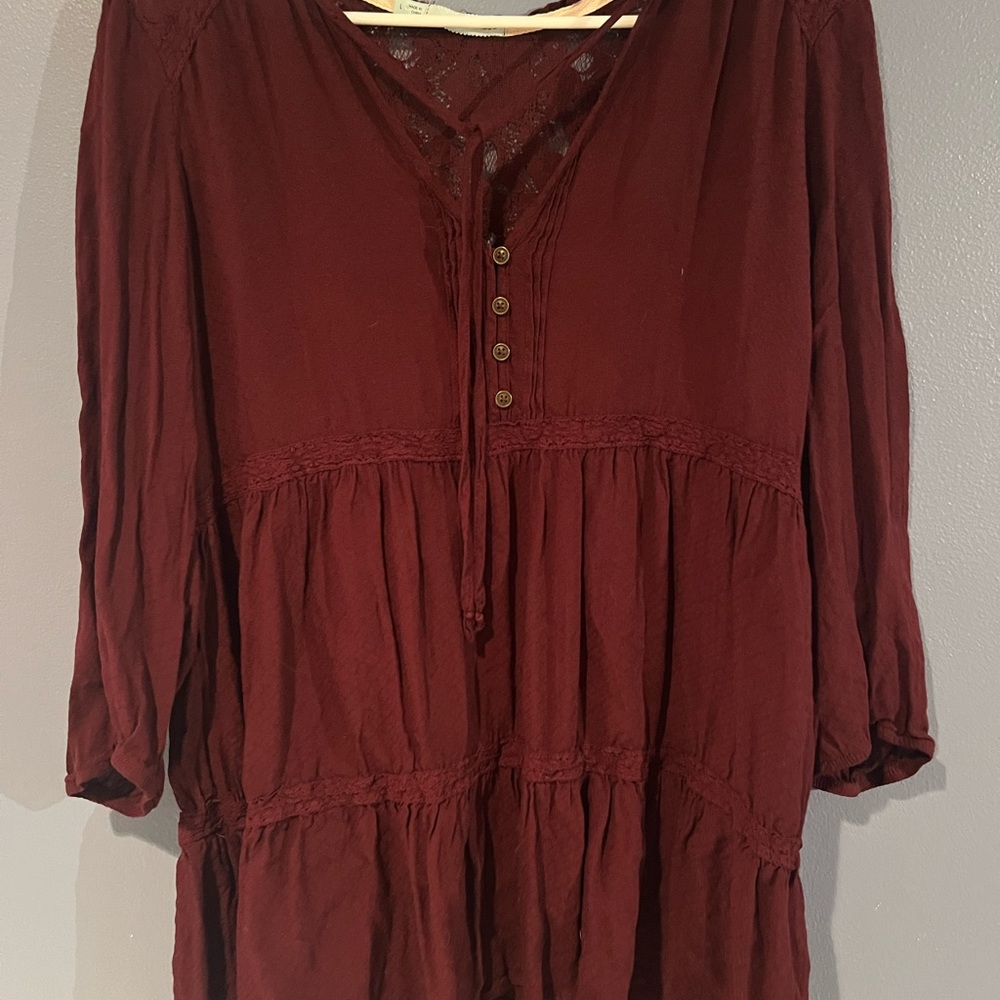 Maroon Baby Doll Blouse